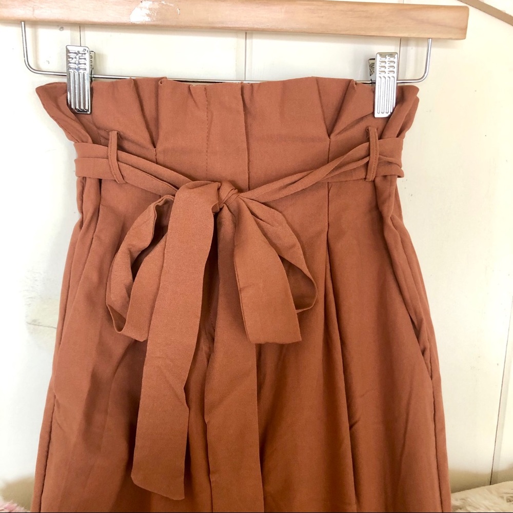 New! Skinny High Waist Paper Bag Pants in Copper - Picture 10 of 16
